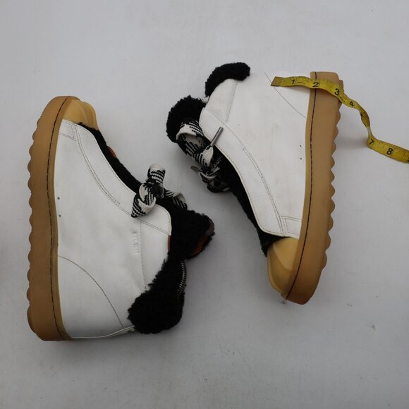 Coach High-Top Wedge Hiker Leather Women's Sz 8 B White Black Shearling Bow Fur - Picture 7 of 10
